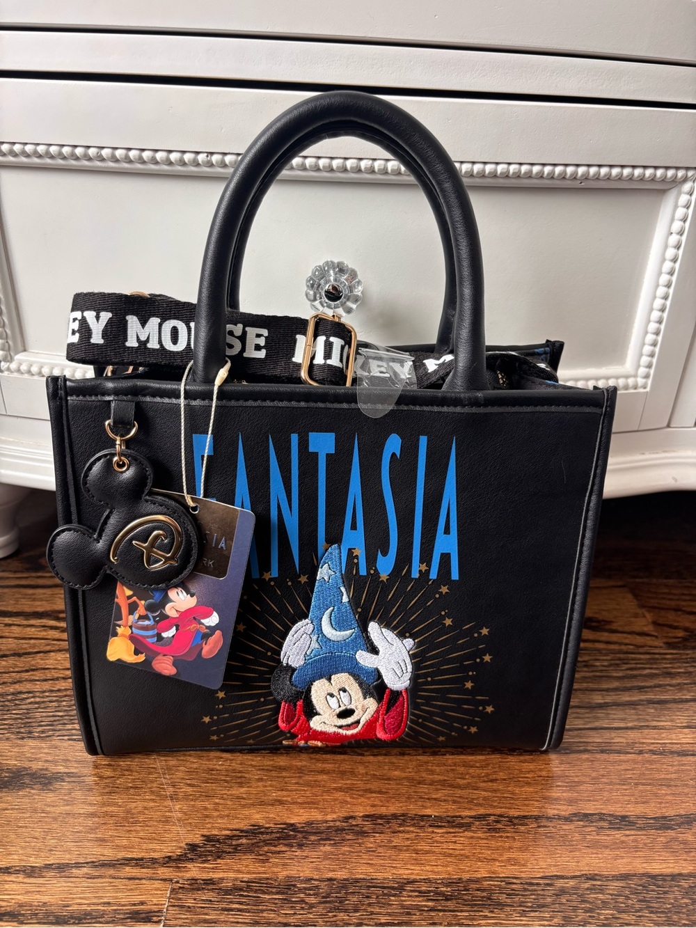 Disney Fantasia Black Tote Bag Purse with Blue Sorcerer Hats Primark Exclusive